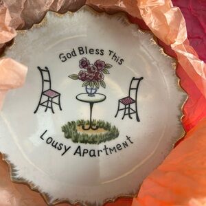 Vintage Decorative Plate with Gold Trim